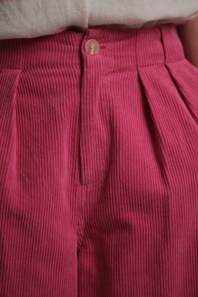 Pantalon Daphnée velours côtelé rose