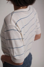 Gilet Marie manche courte rayé Bleu Jeans