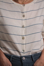 Gilet Marie manche courte rayé Bleu Jeans