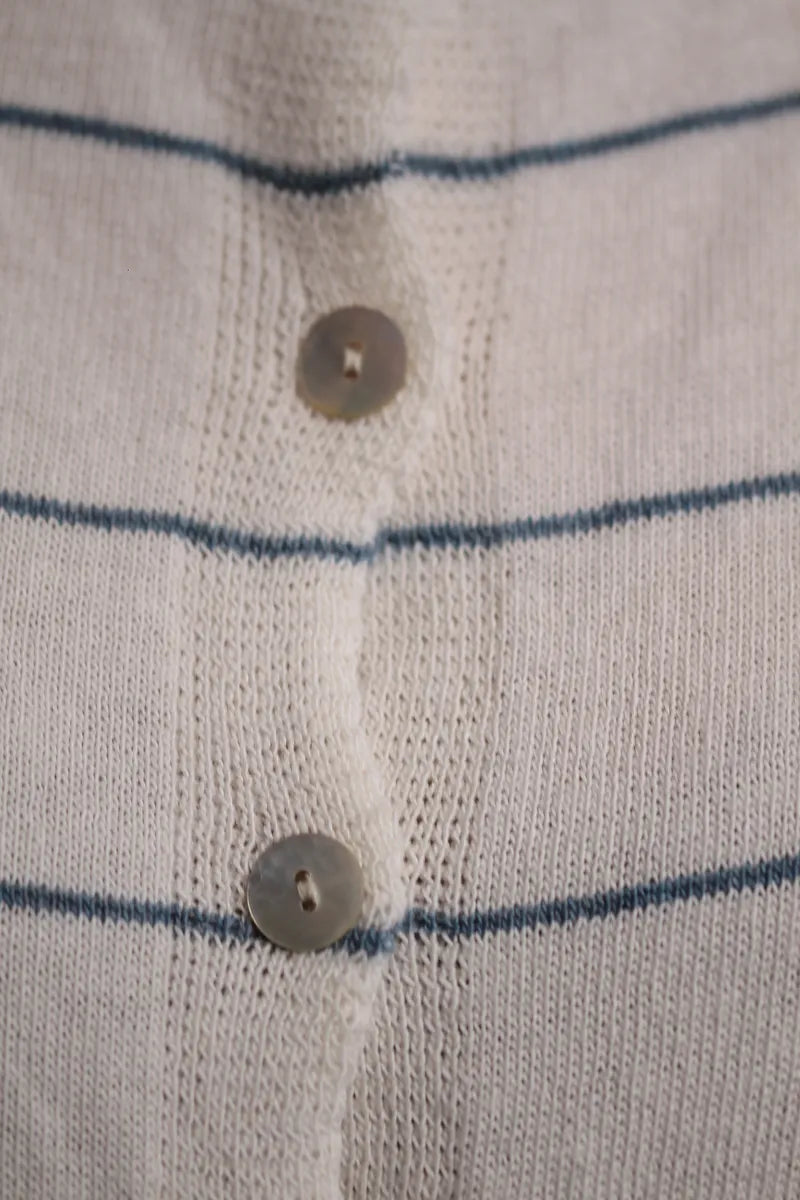 Gilet Marie manche courte rayé Bleu Jeans