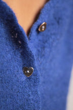 Pull Marion dos en V Bleu royal