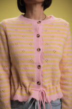 Gilet Kitty Rayé Rose/Jaune