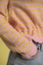 Gilet Kitty Rayé Rose/Jaune