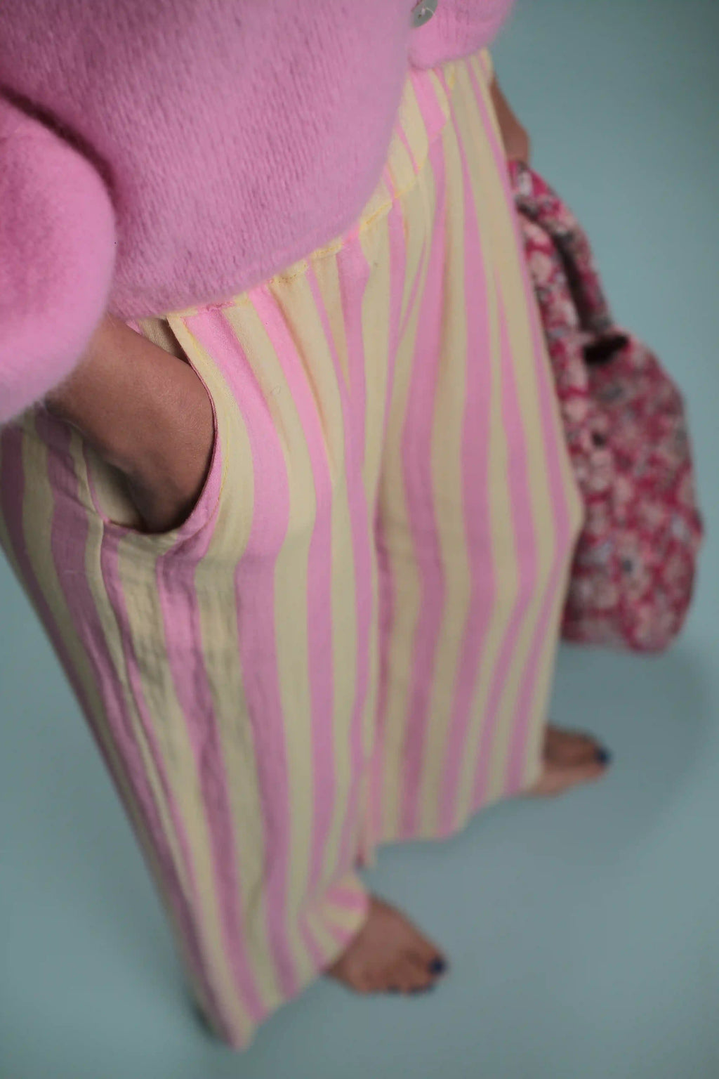 Pantalon Candy Rayé Rose/jaune