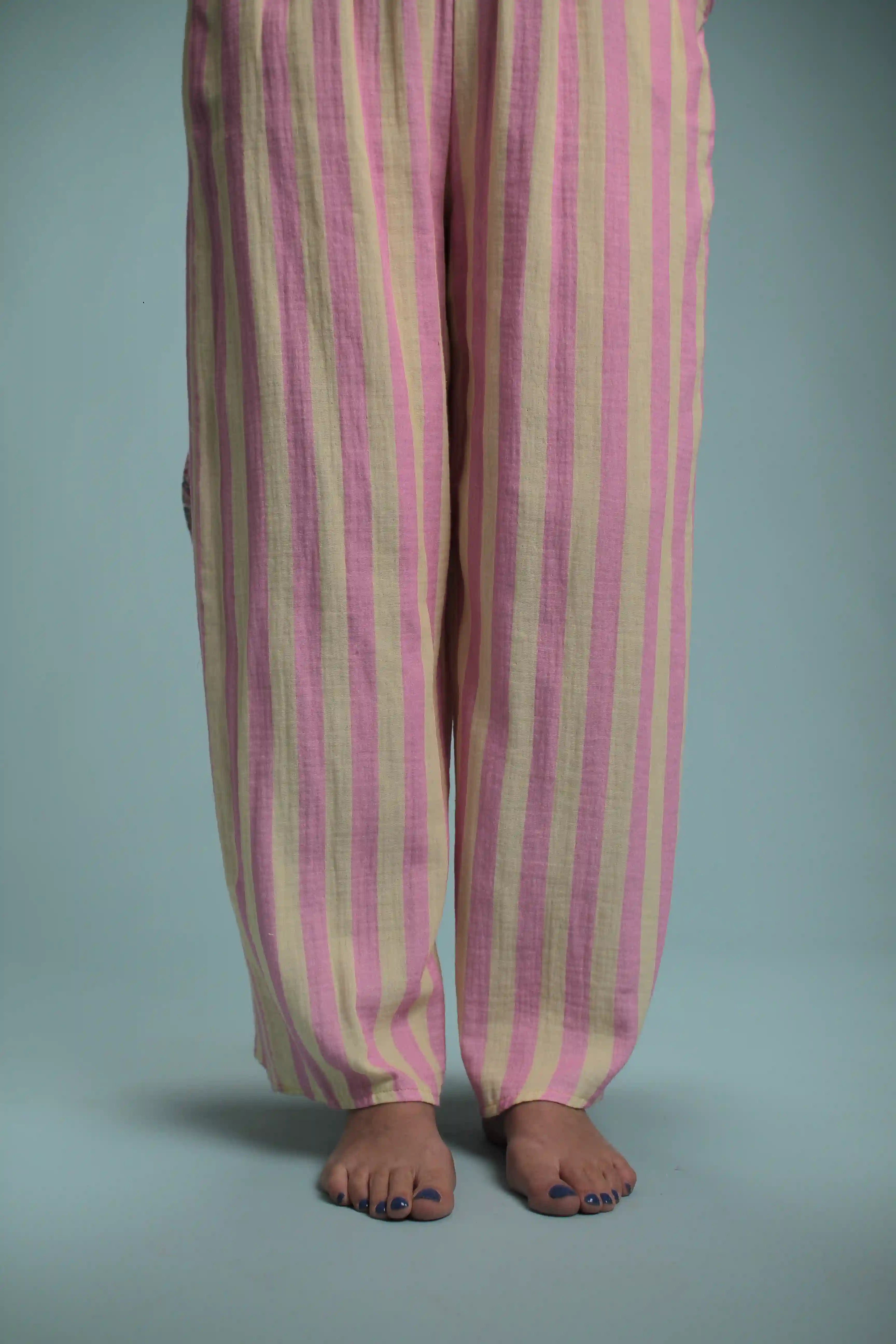 Pantalon Candy Rayé Rose/jaune