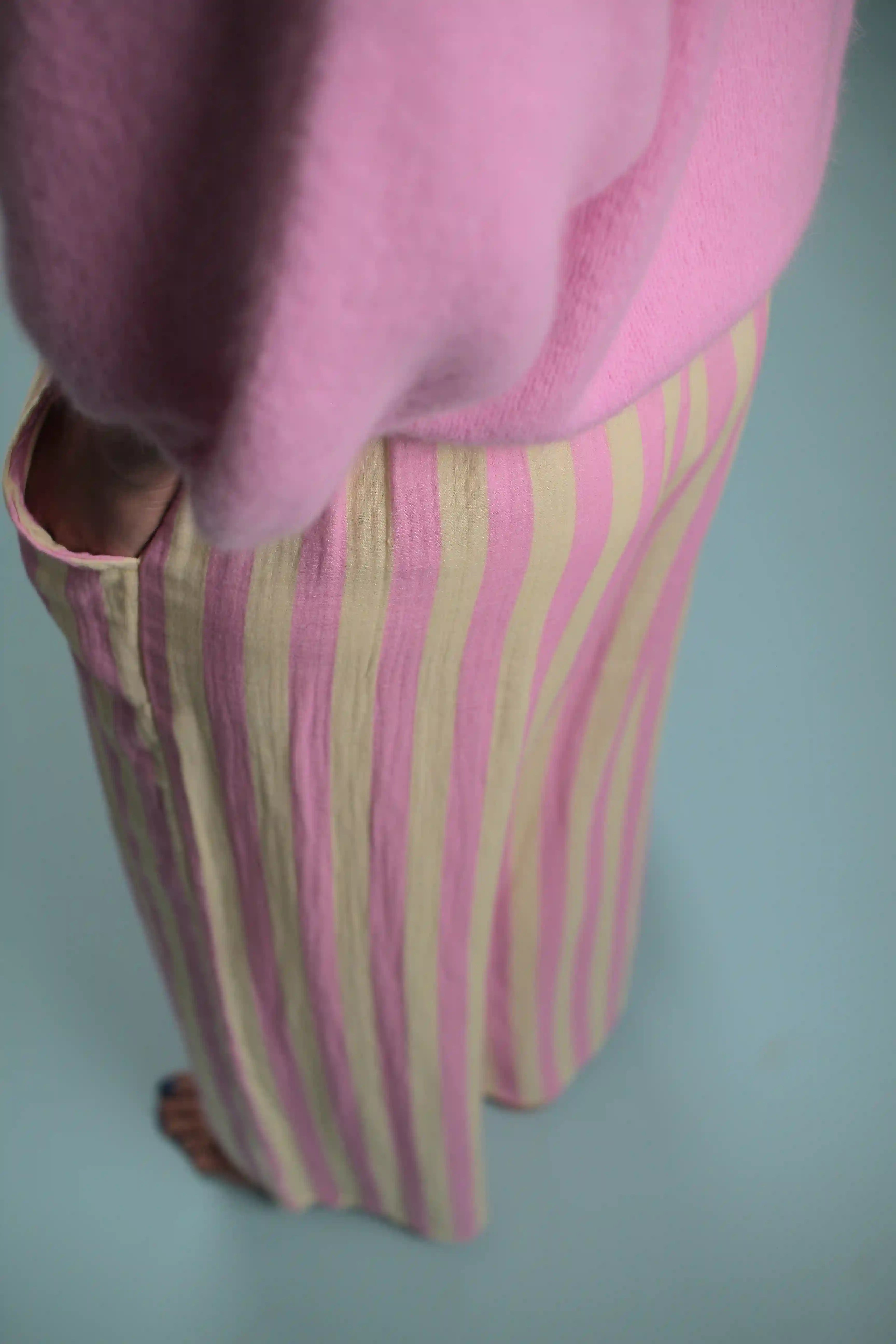Pantalon Candy Rayé Rose/jaune