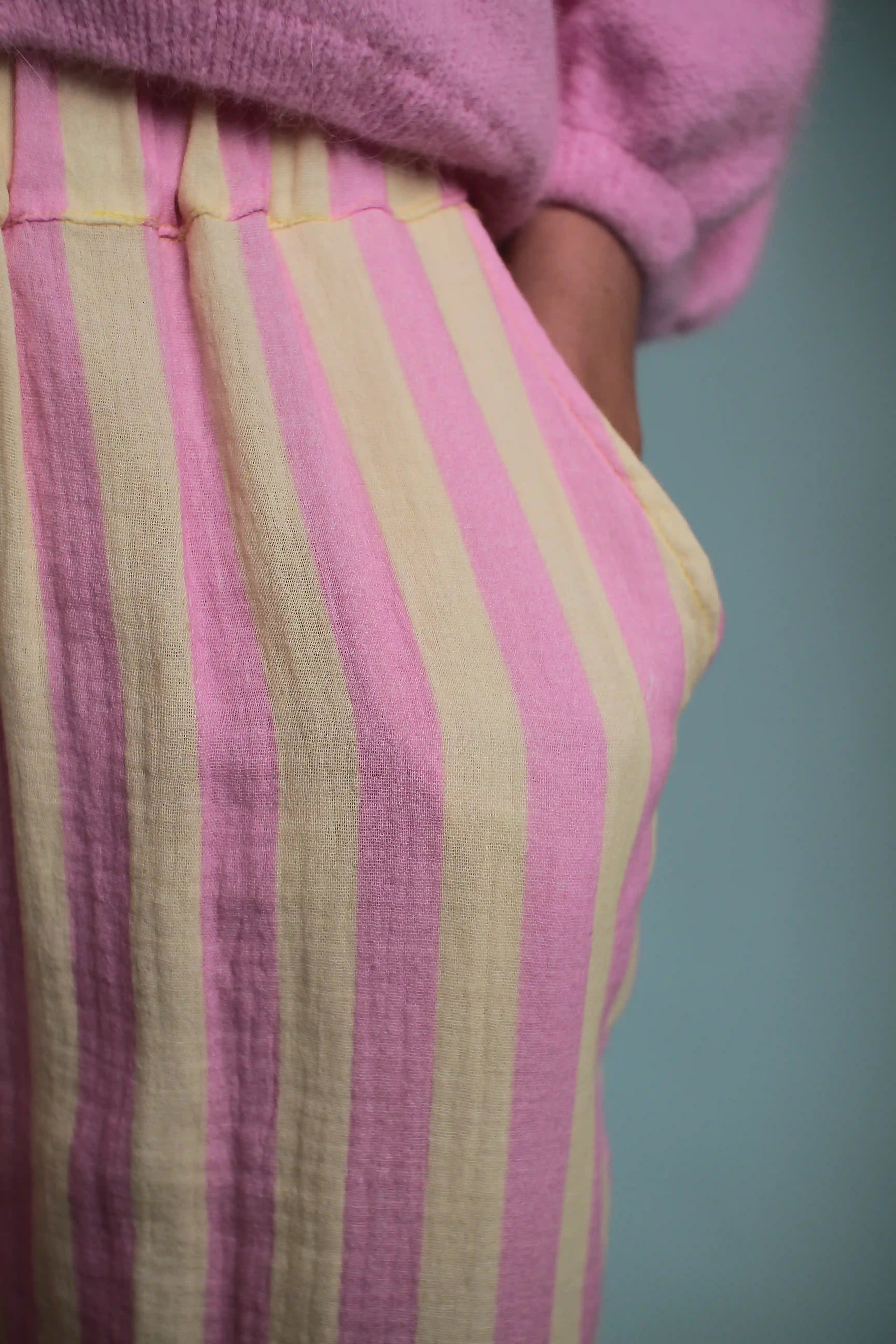 Pantalon Candy Rayé Rose/jaune