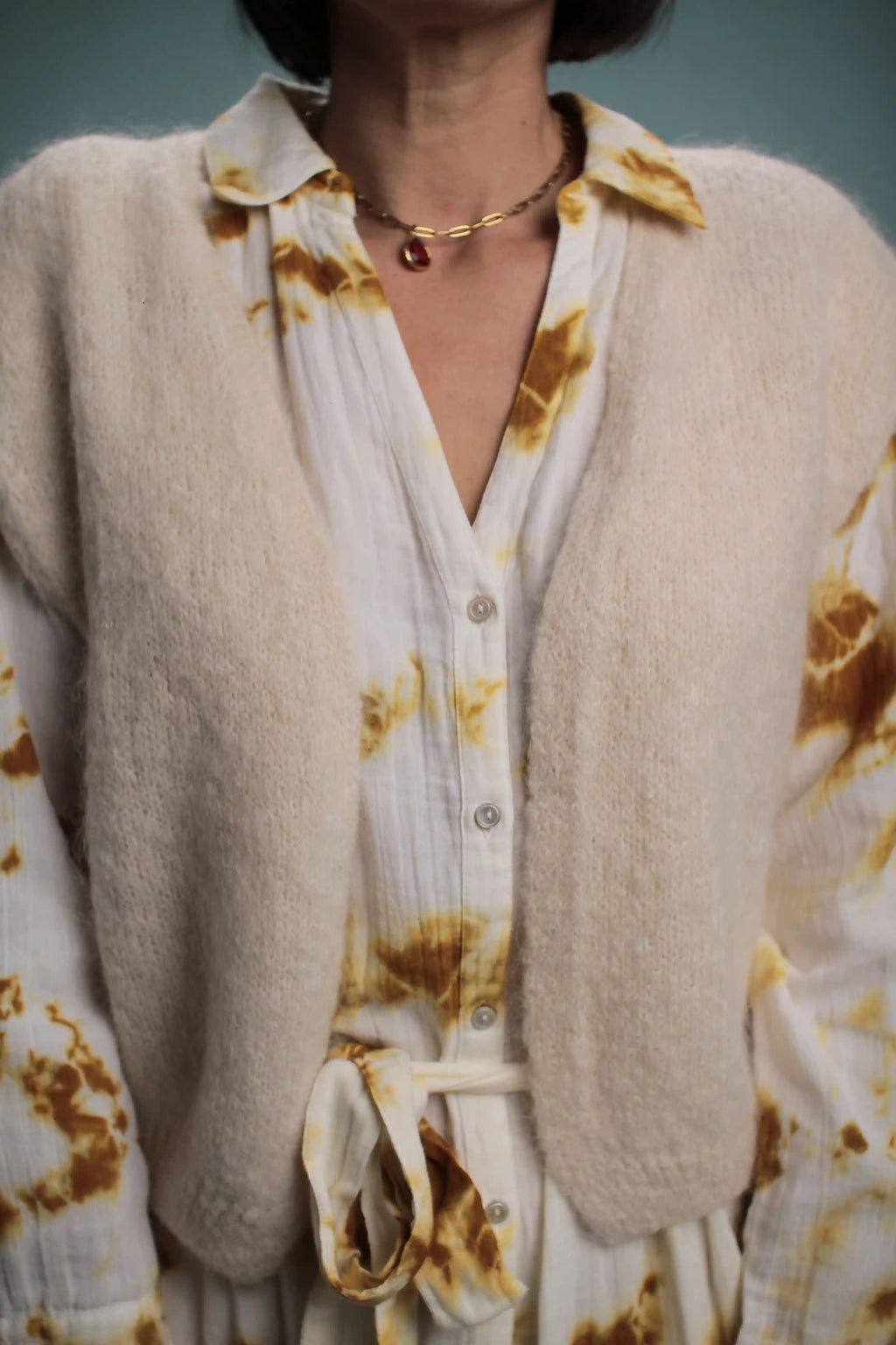 Gilet Grace Ecru Mohair