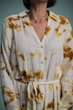 Robe Chennai blanc moutarde