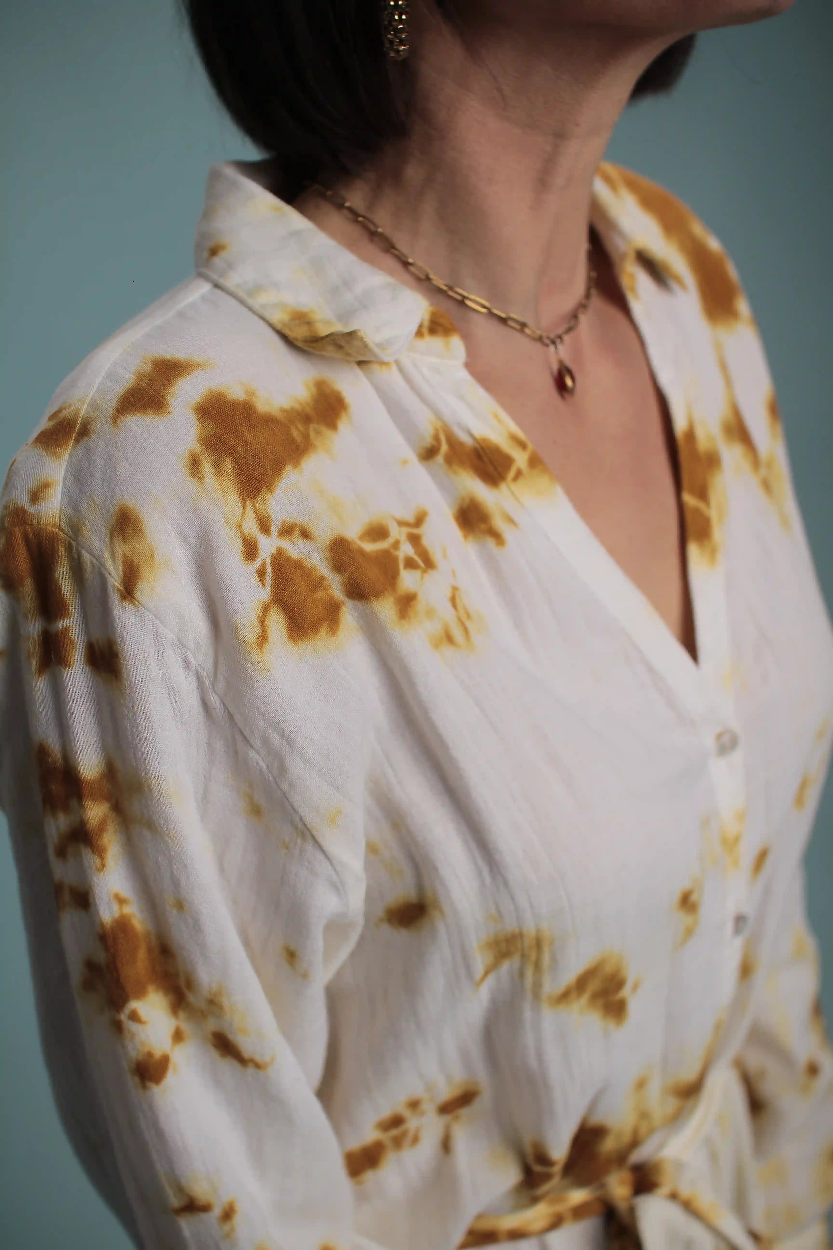 Robe Chennai blanc moutarde