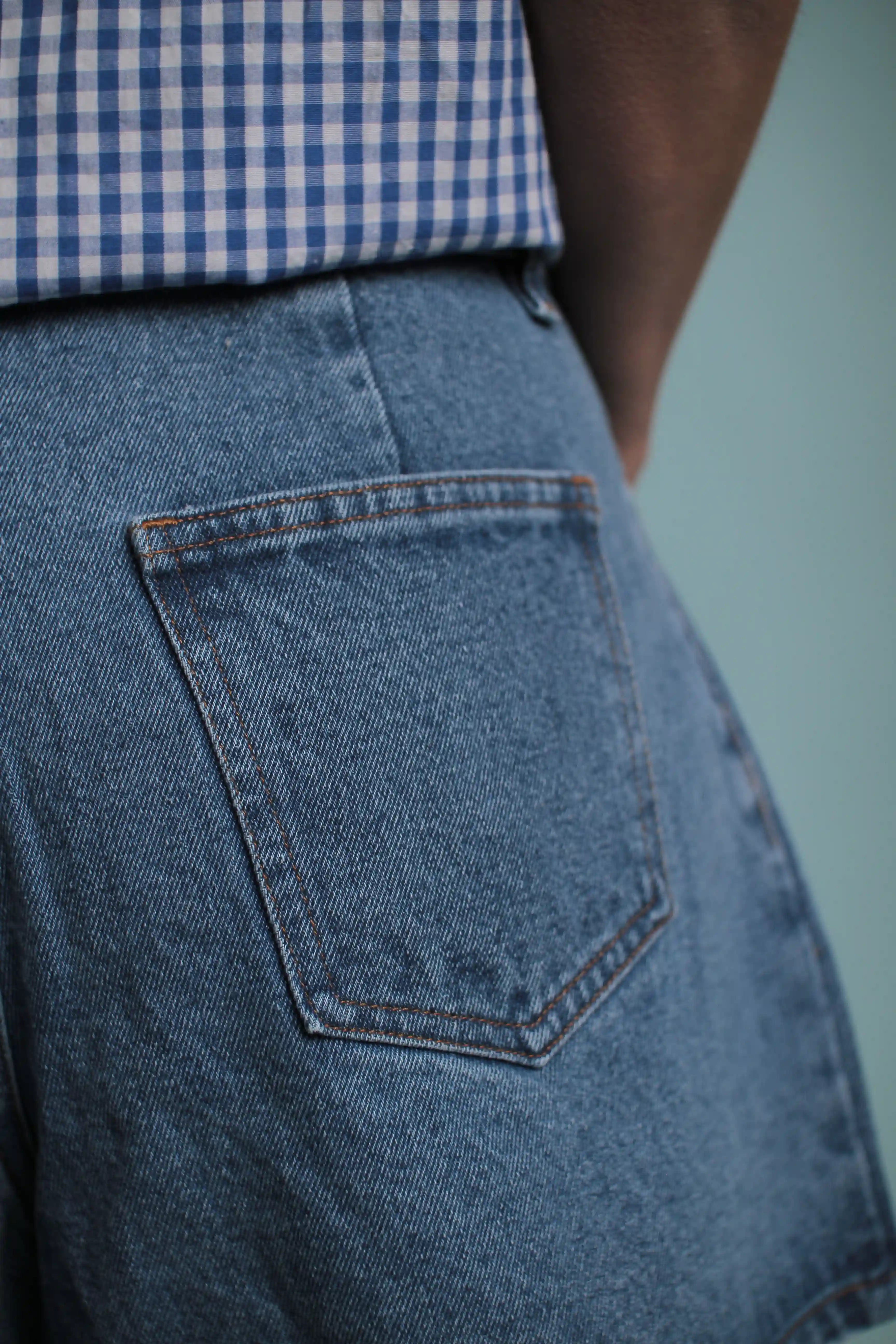 Short Denim Bleu à pinces