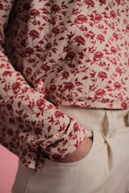 Chemise Regina beige/rouge