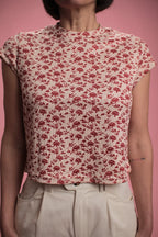 T-shirt Regina beige/rouge