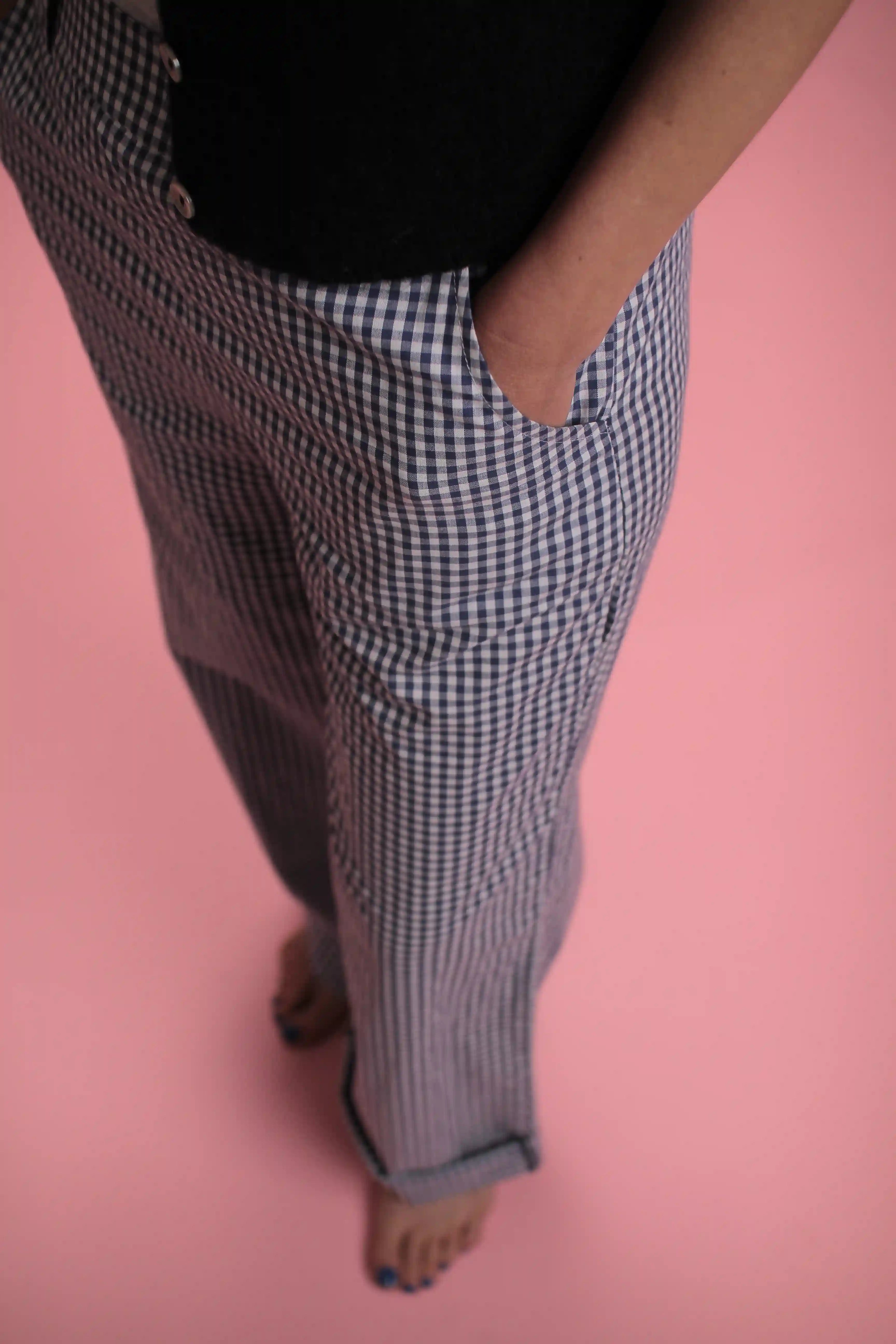 Pantalon Bardot Vichy bleu