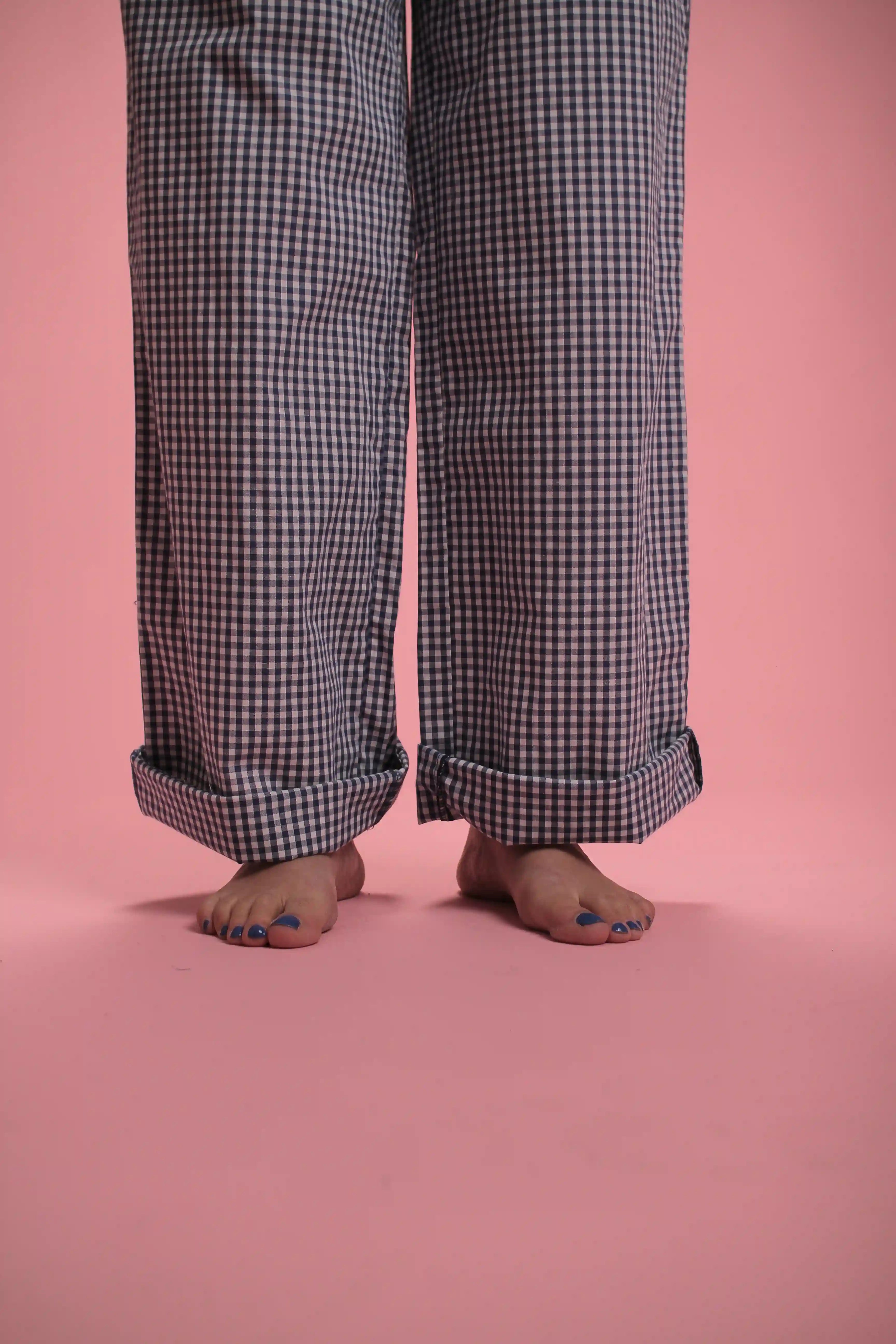 Pantalon Bardot Vichy bleu