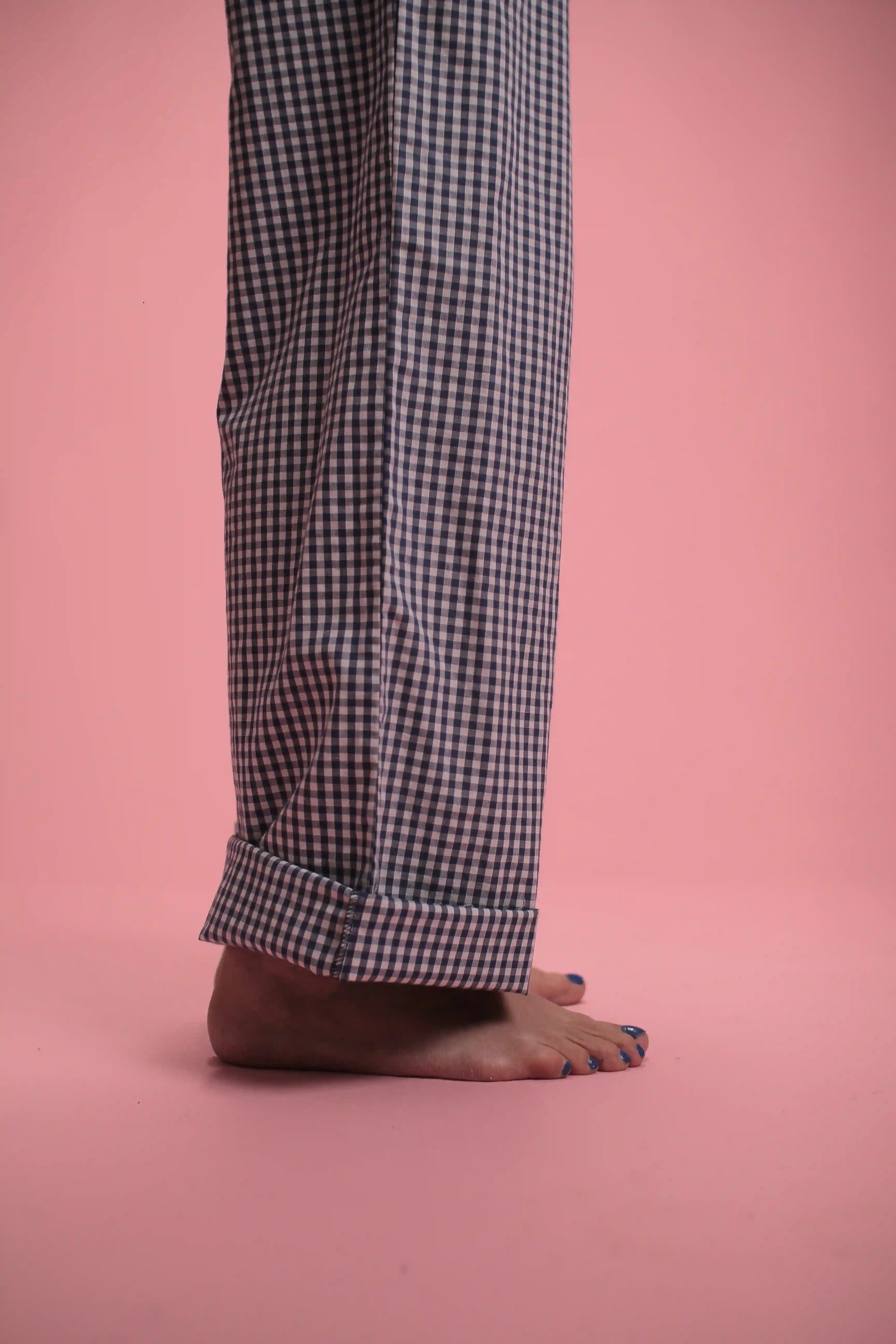 Pantalon Bardot Vichy bleu
