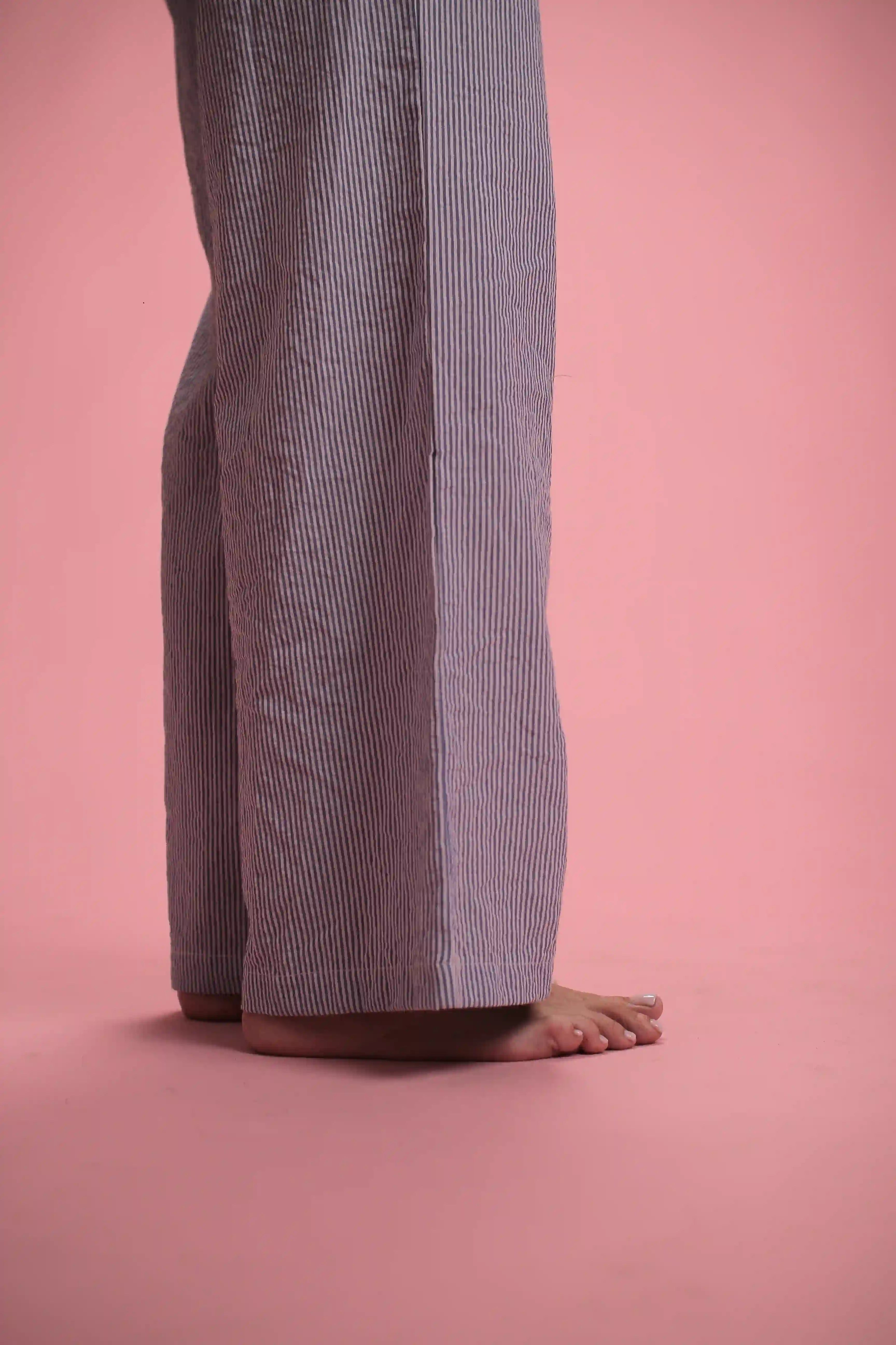 Pantalon Amadeus rayé bleu/blanc