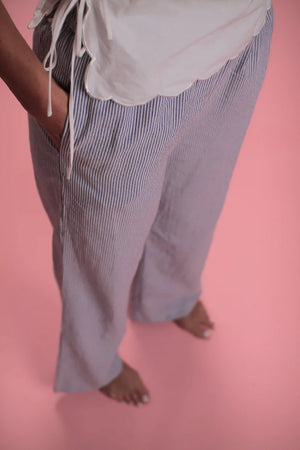 Pantalon Amadeus rayé bleu/blanc