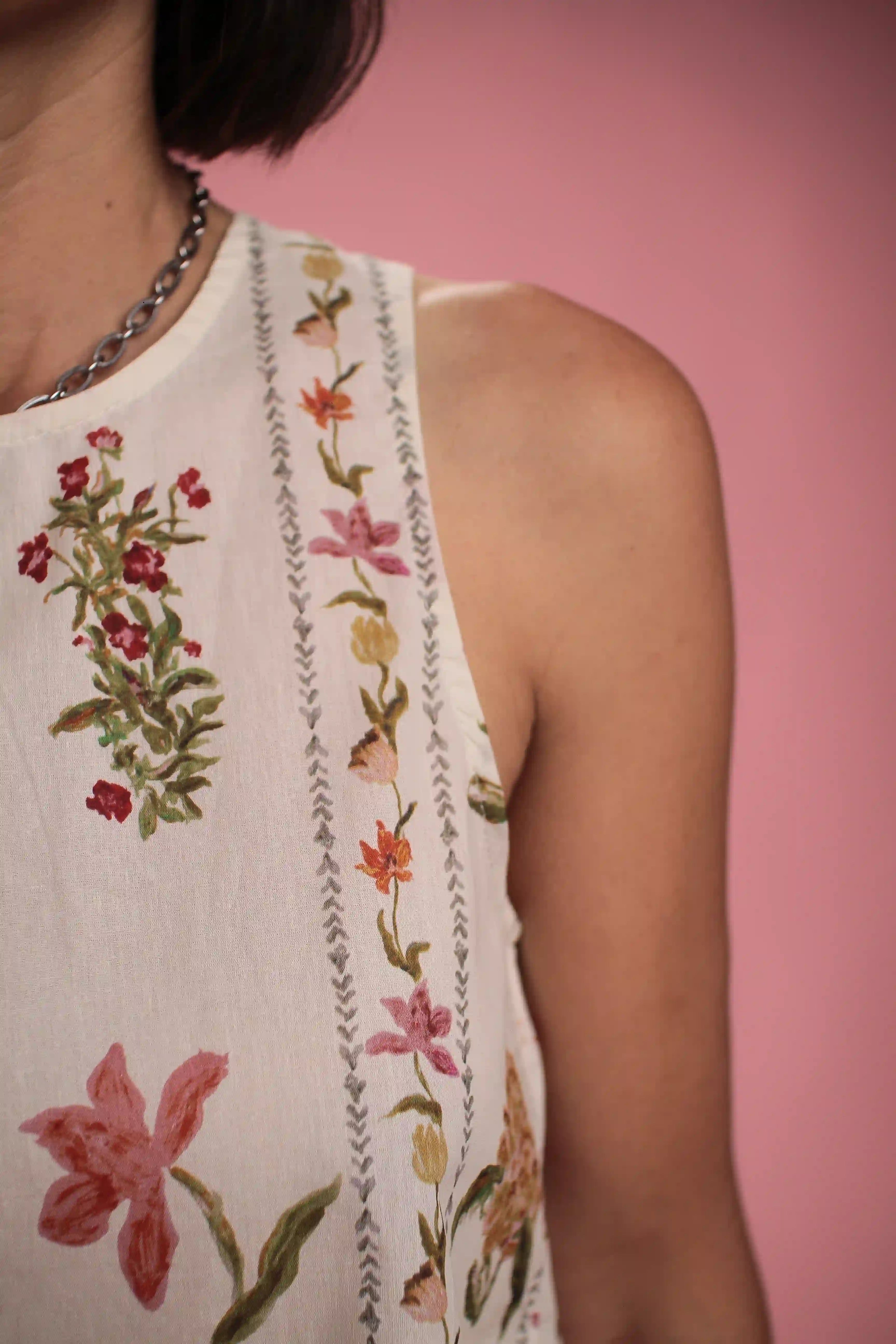 Top "bloom" coton volant fleuri
