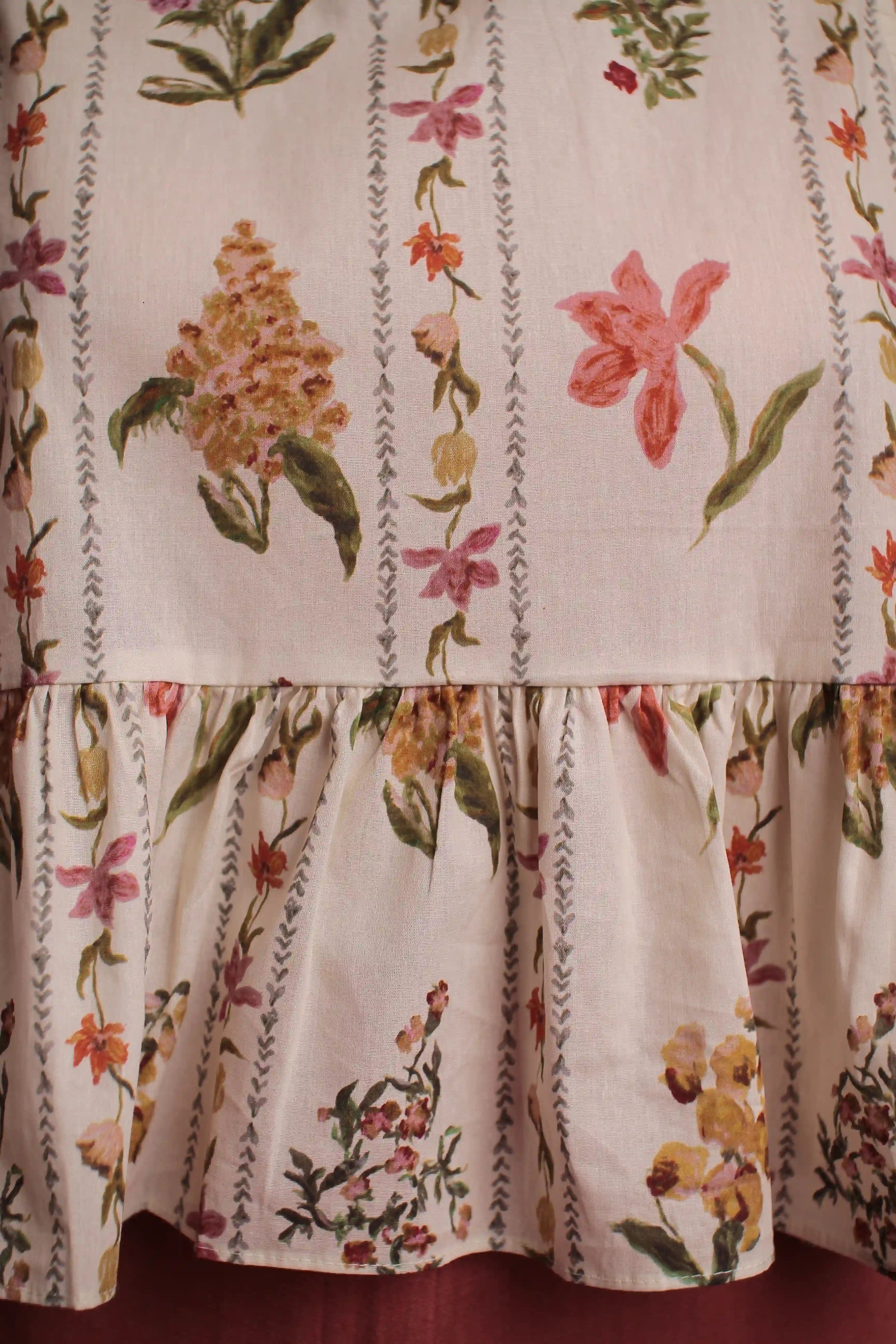 Top "bloom" coton volant fleuri