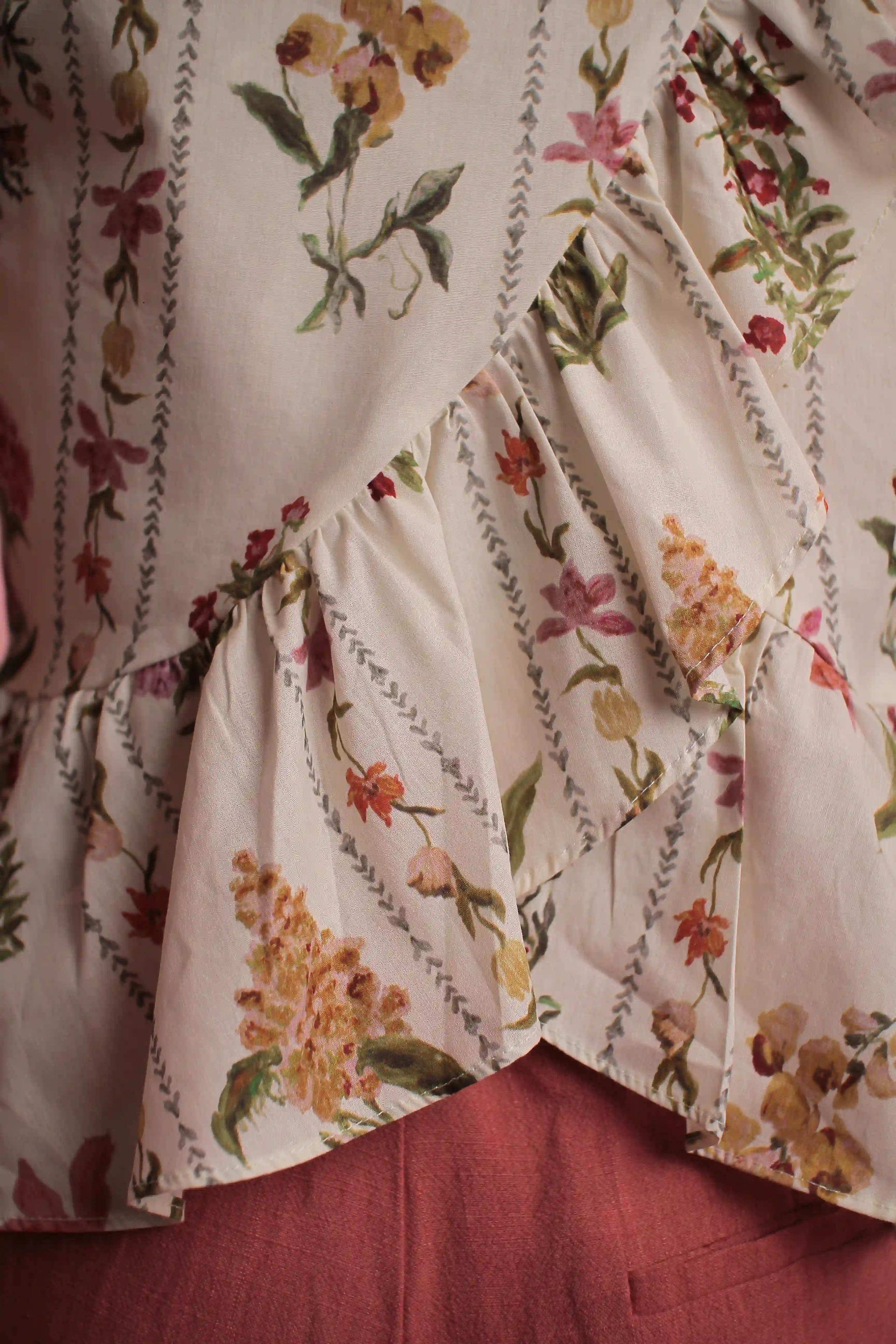 Top "bloom" coton volant fleuri