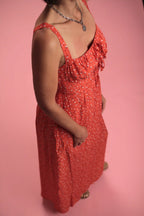 Robe Bella rouge à fleurs