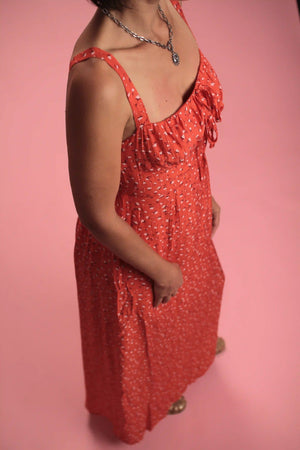 Robe Bella rouge à fleurs
