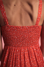 Robe Bella rouge à fleurs