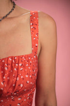 Robe Bella rouge à fleurs