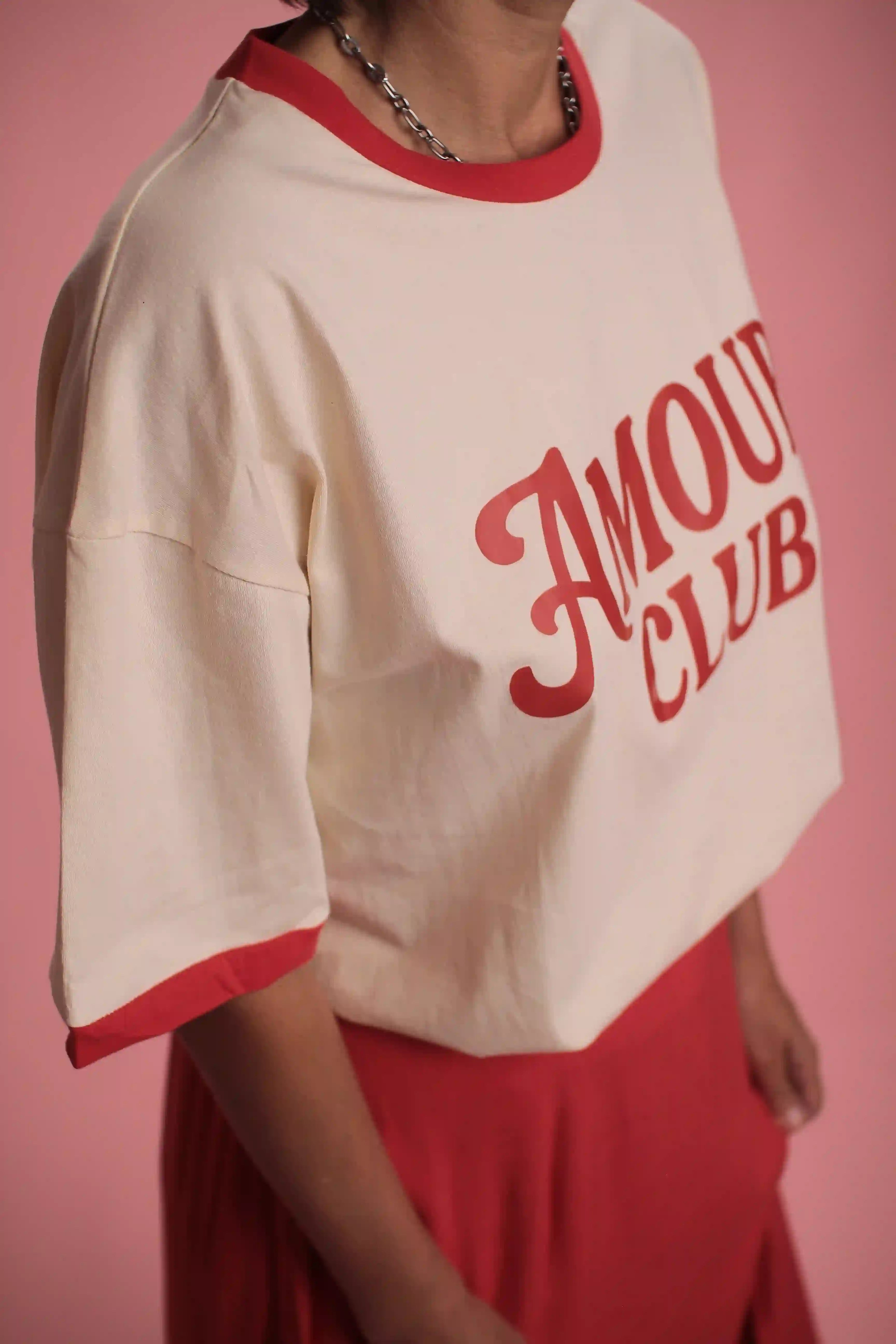 T-shirt Amour Club beige/rouge