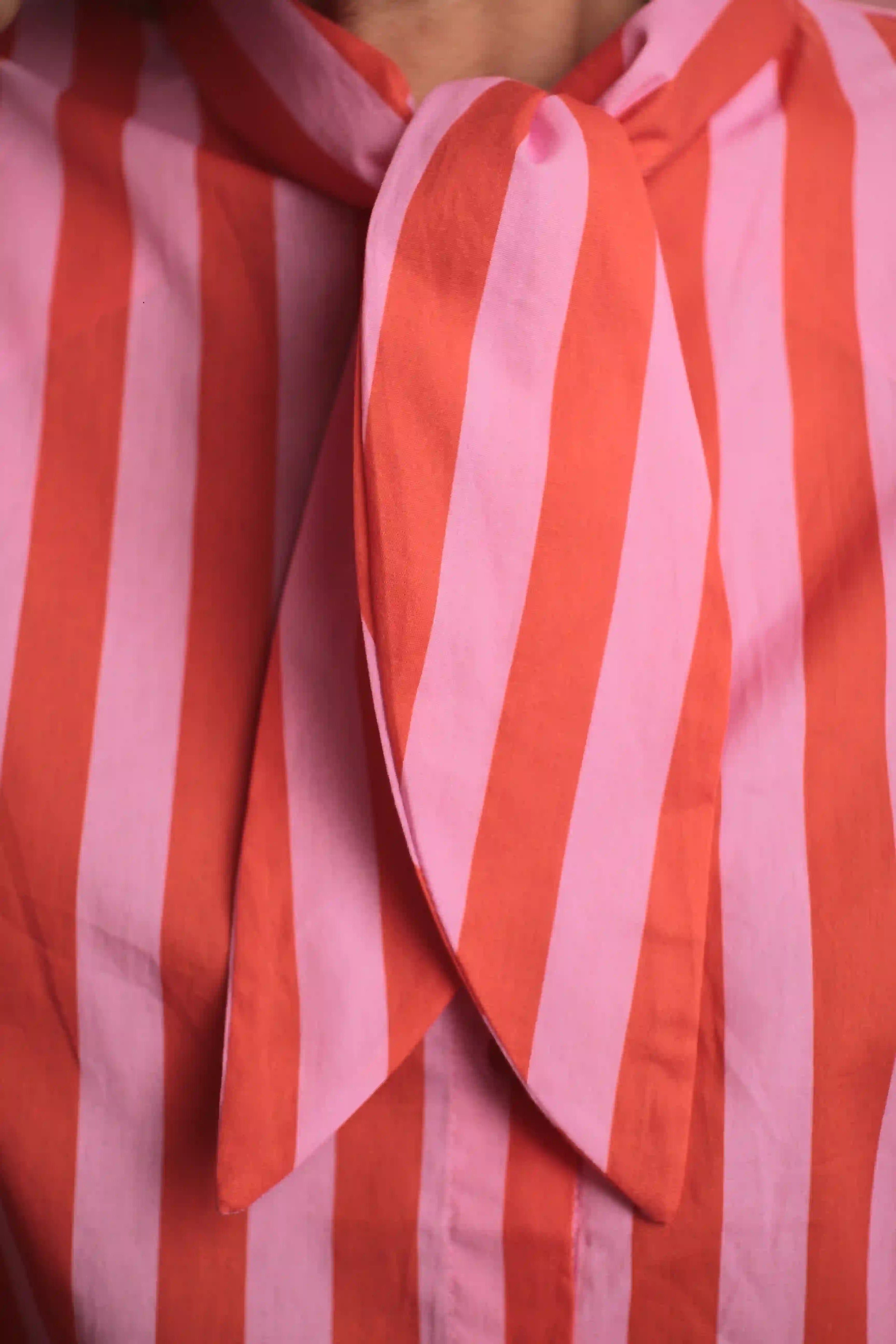 Chemise Gulf sans manche rayée rose/rouge