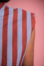 Chemise Gulf sans manche rayée bleu/rouge