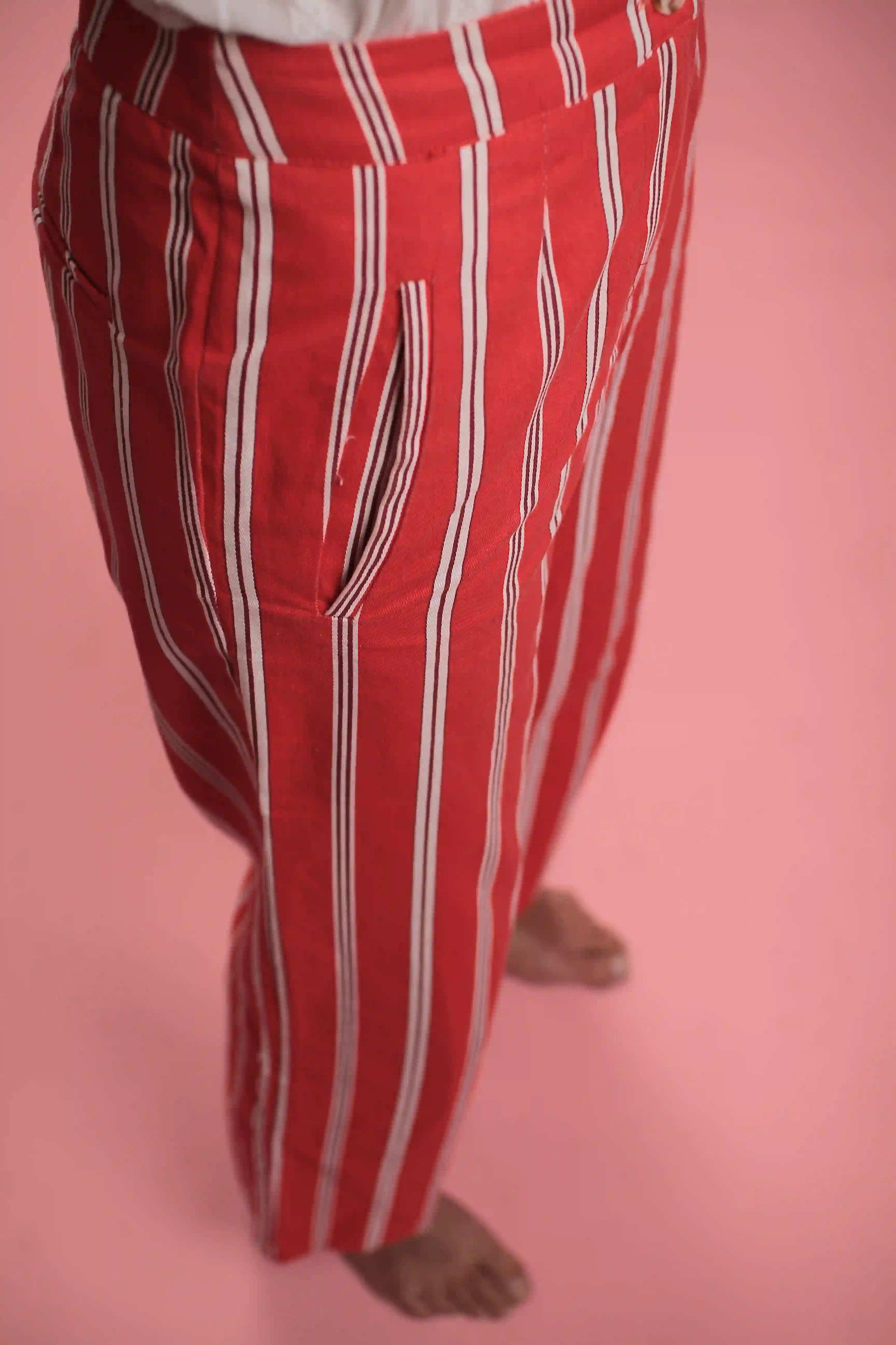Pantalon Sami rayé Rouge/blanc
