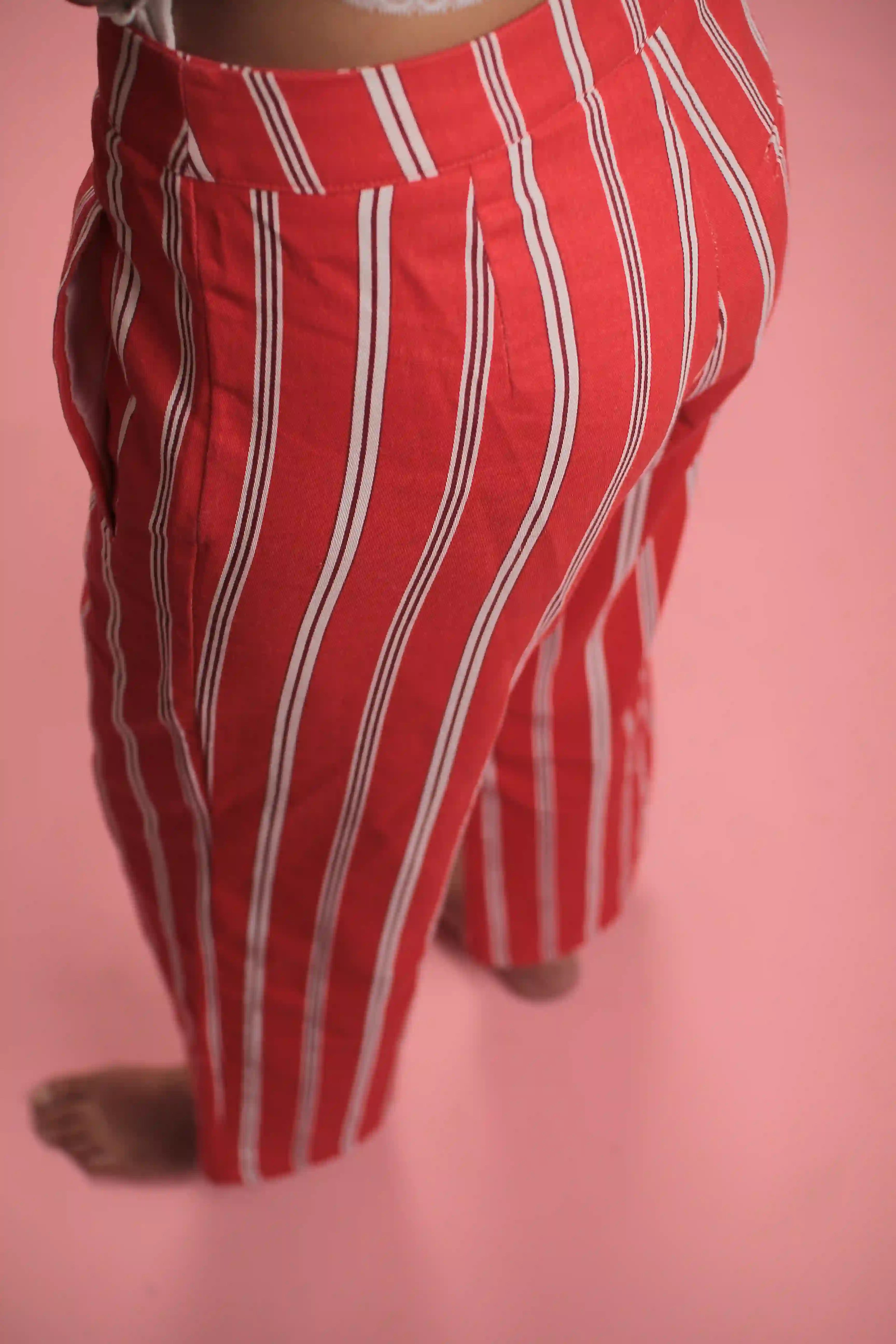 Pantalon Sami rayé Rouge/blanc