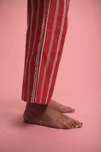 Pantalon Sami rayé Rouge/blanc