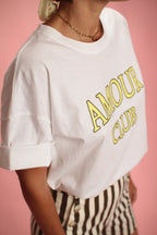T-shirt Amour Club blanc/jaune