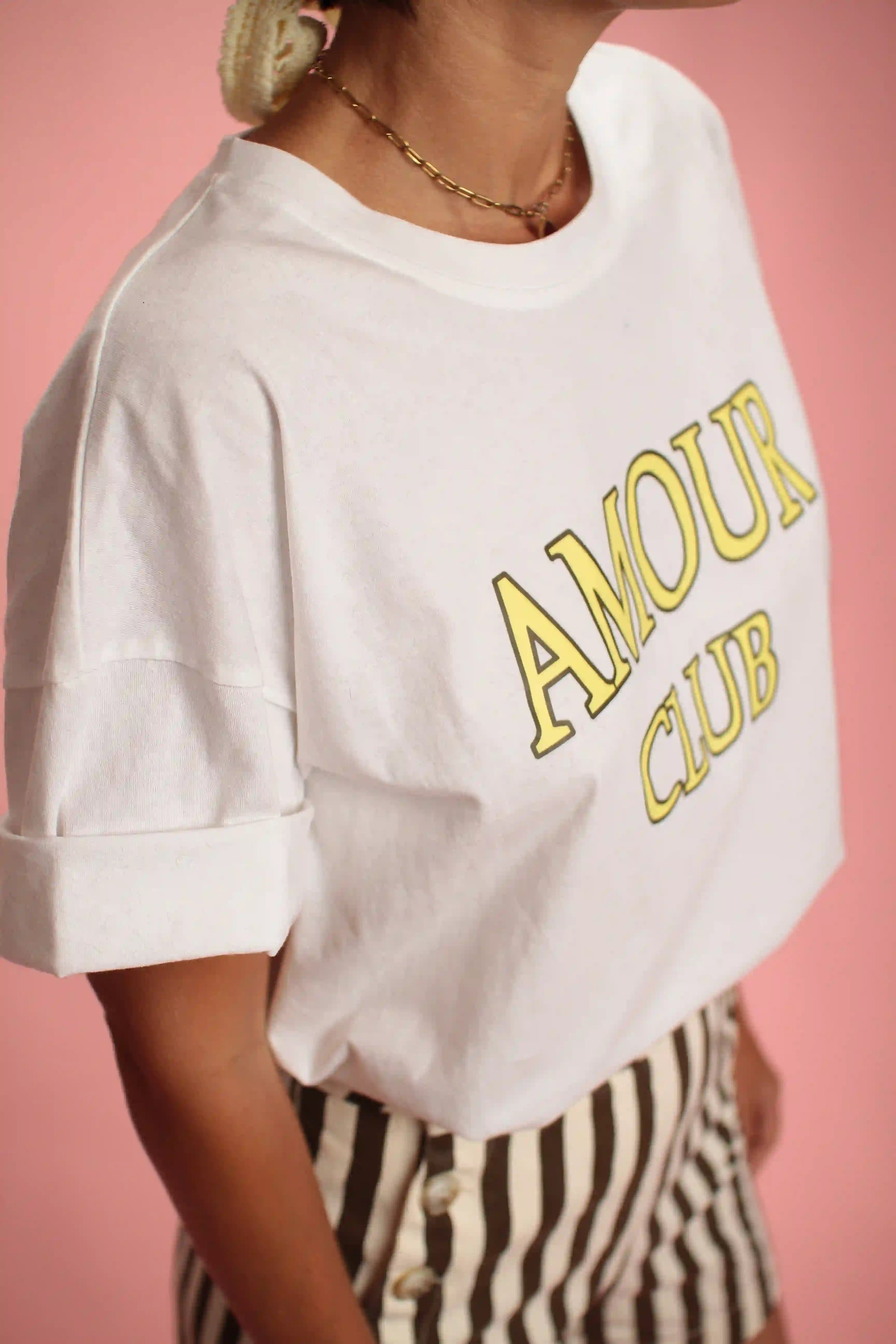 T-shirt Amour Club blanc/jaune