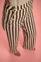 Pantalon Hana Coton Rayée chocolat/blanc