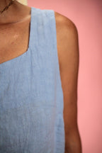 Top Aurore bleu en lin