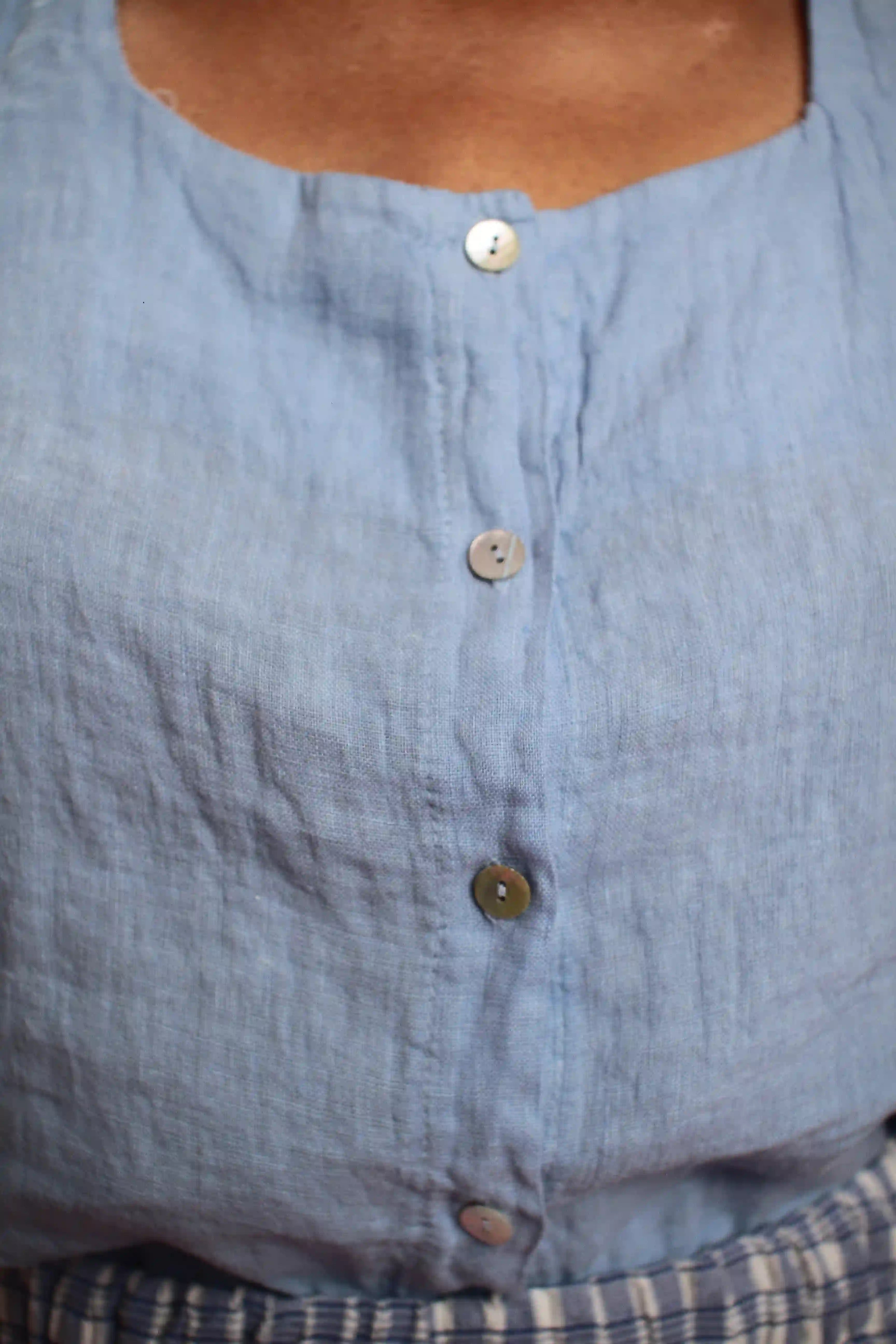 Top Aurore bleu en lin