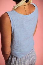 Top Aurore bleu en lin