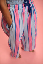Pantalon Betty rayé rose/bleu