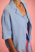 Chemisette Carmen bleu en lin