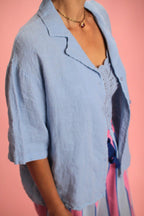 Chemisette Carmen bleu en lin