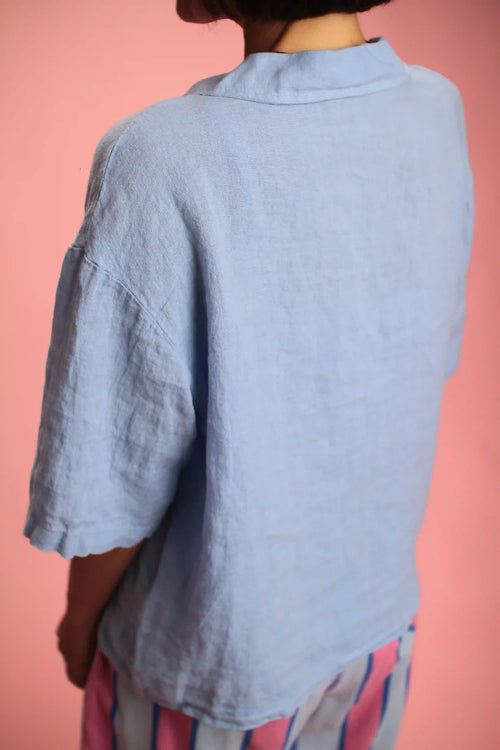 Chemisette Carmen bleu en lin