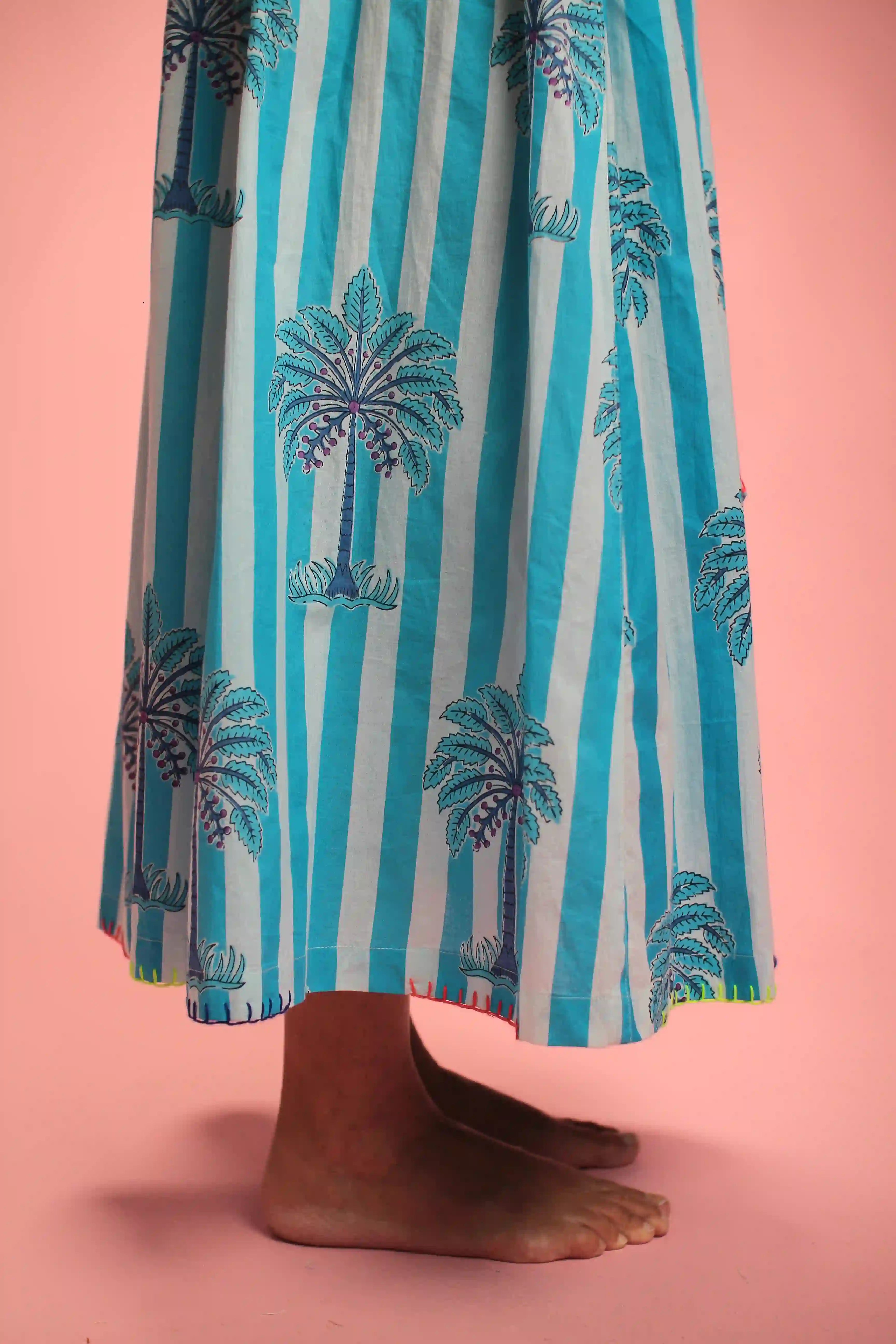 Jupe Pamela Rayée Turquoise