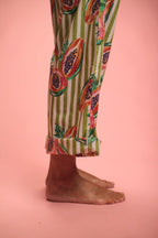 Pantalon Papaya Rayé Vert/Blanc