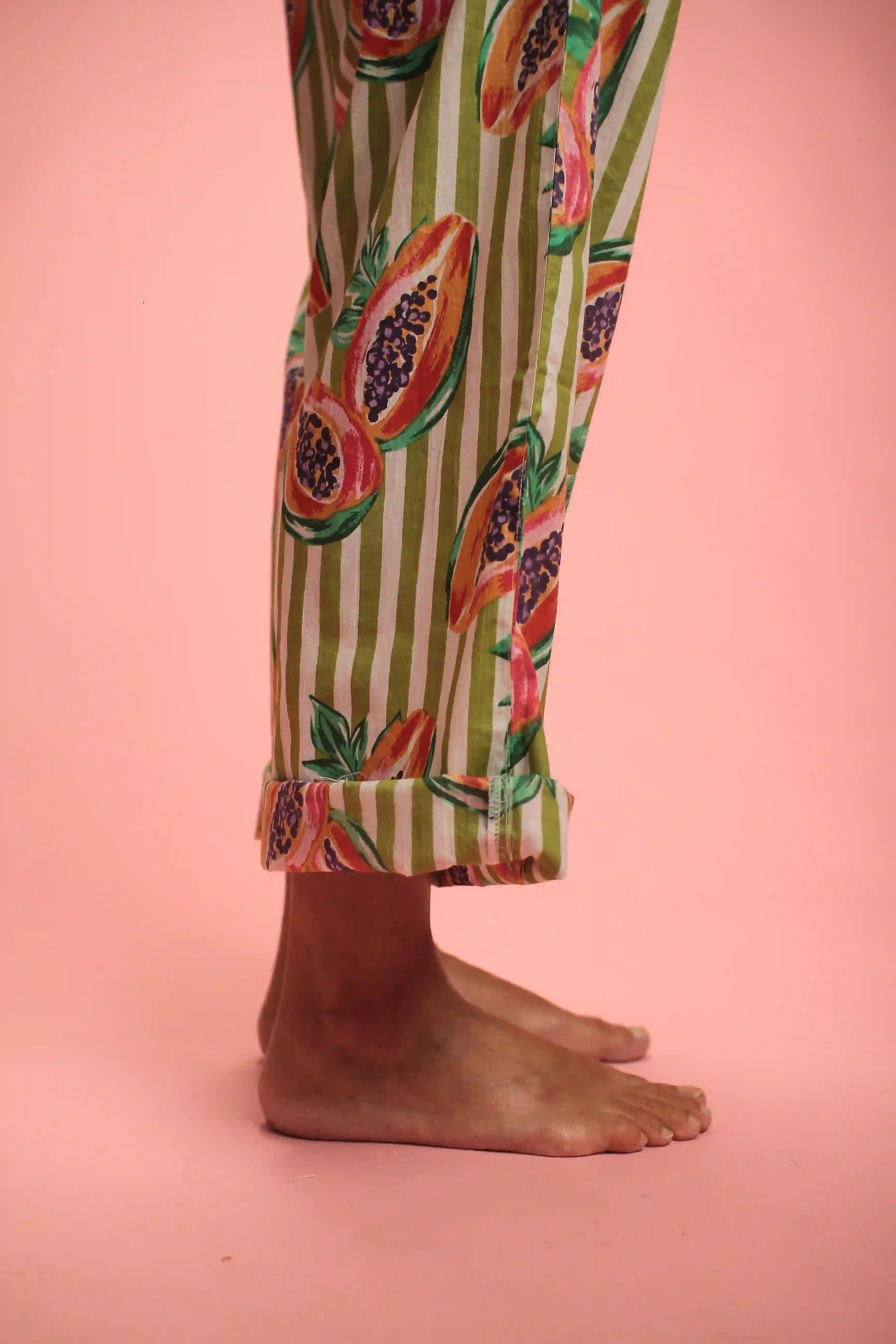 Pantalon Papaya Rayé Vert/Blanc