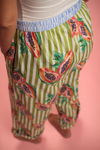 Pantalon Papaya Rayé Vert/Blanc