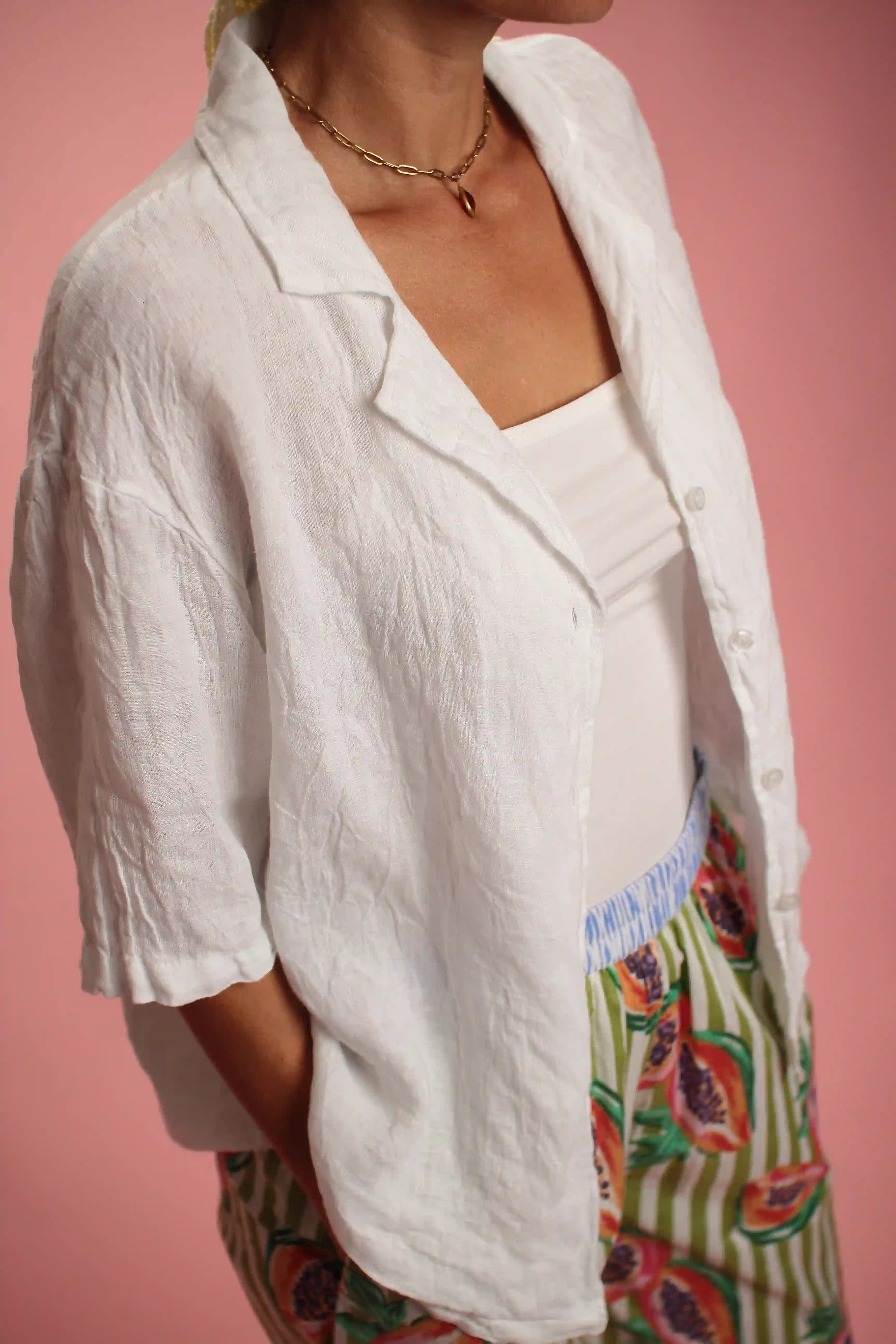 Chemisette Carmen blanche en lin